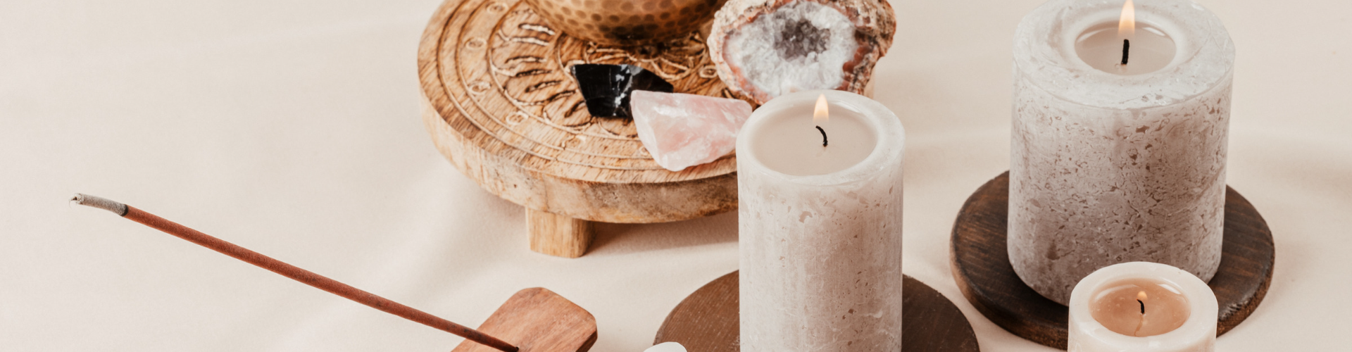 candles, stones and aroma sticks