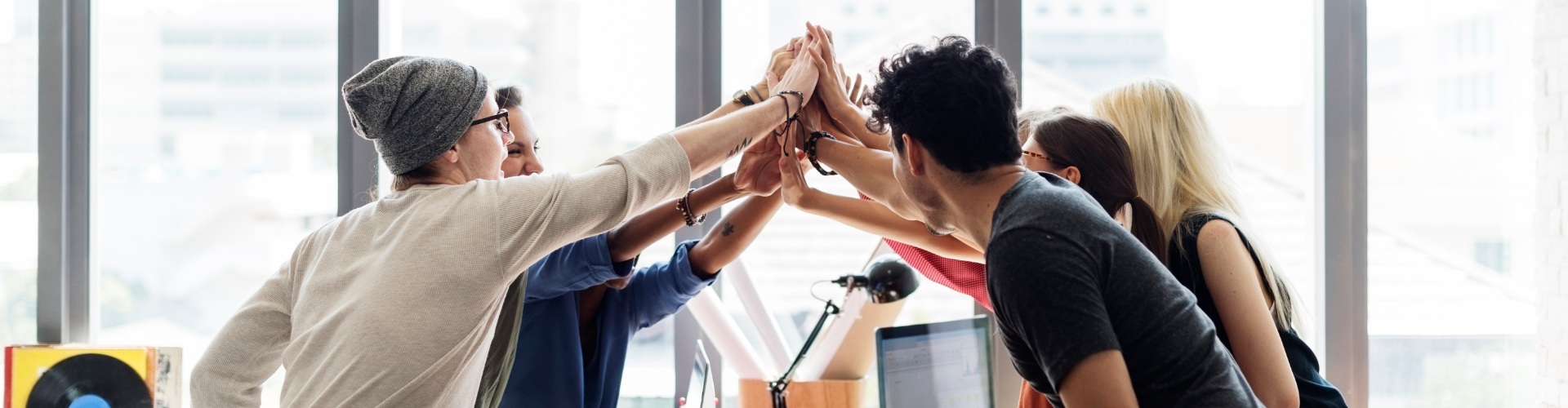Teamwork Power Successful Meeting Workplace Concept