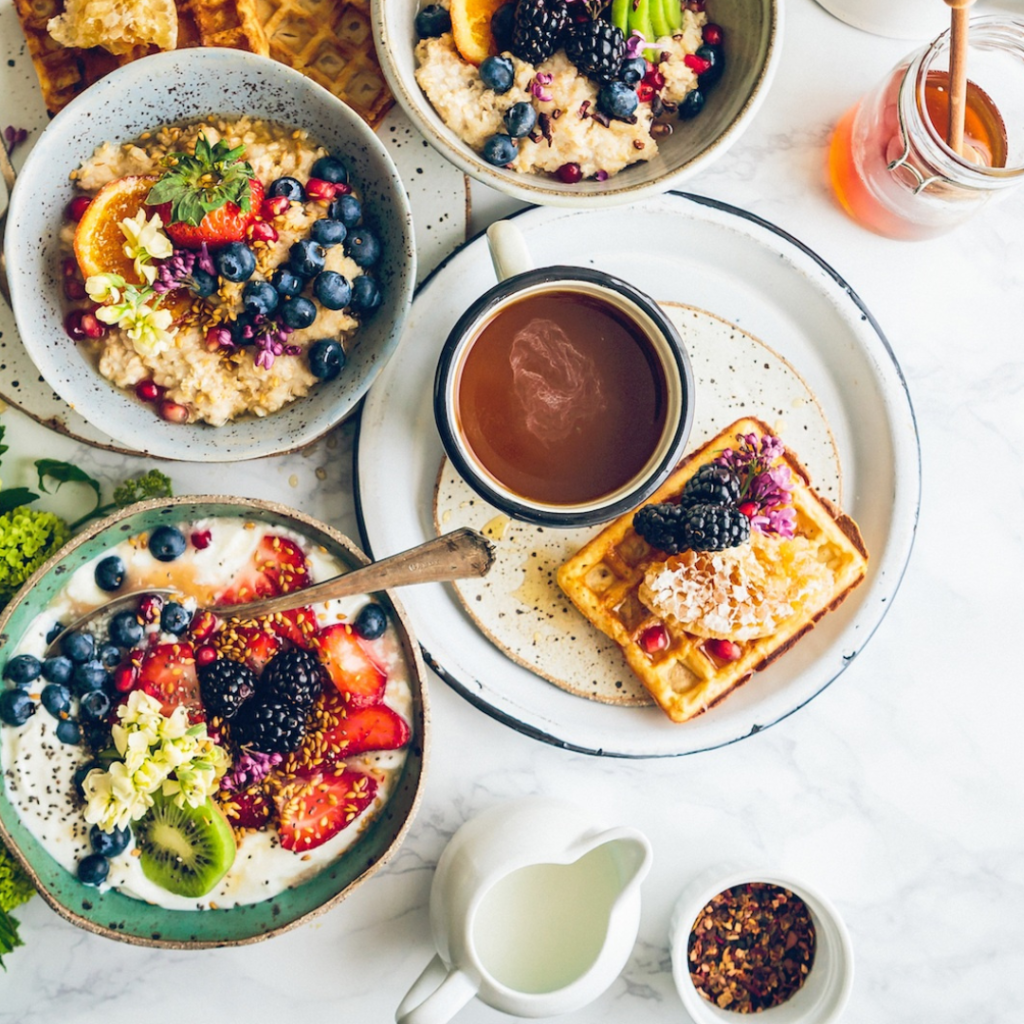 Flat Lay of Delicious Breakfast with Berries