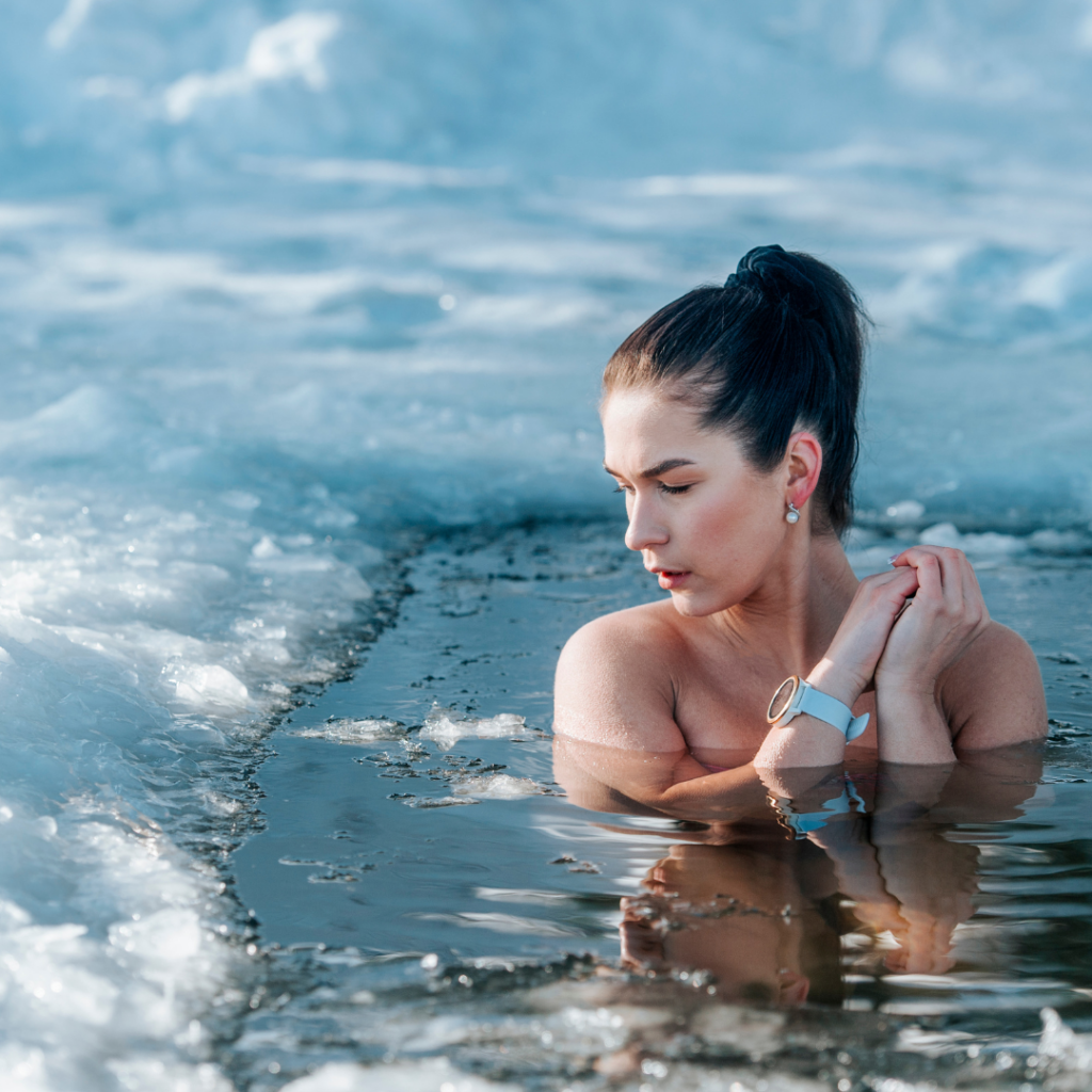 Woman Enjoying Winter Ice Bath