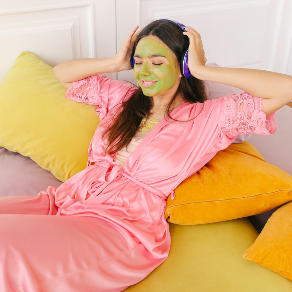 Woman Relaxing in Silk Robe