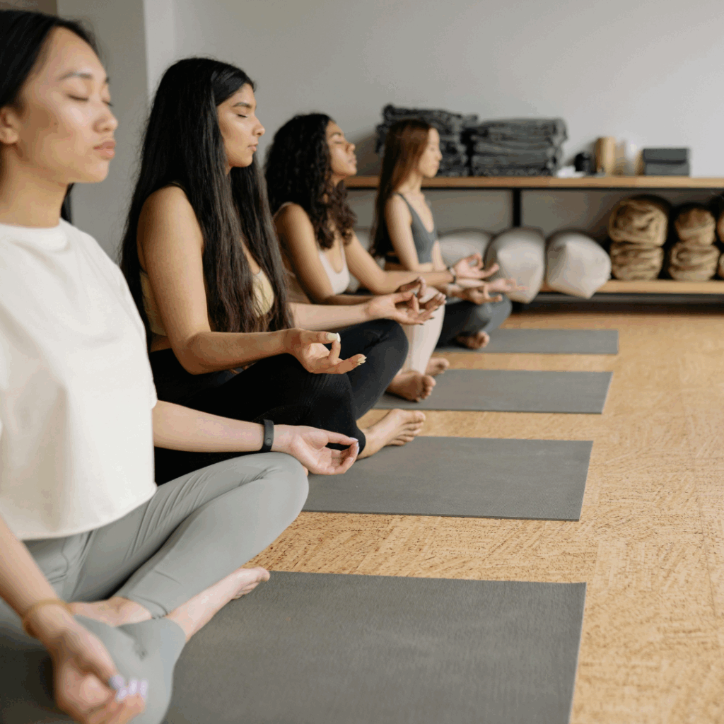 Group of women doing yoga