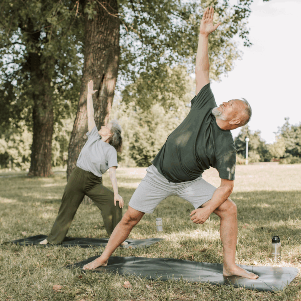 A Man and Woman Doing Exercise