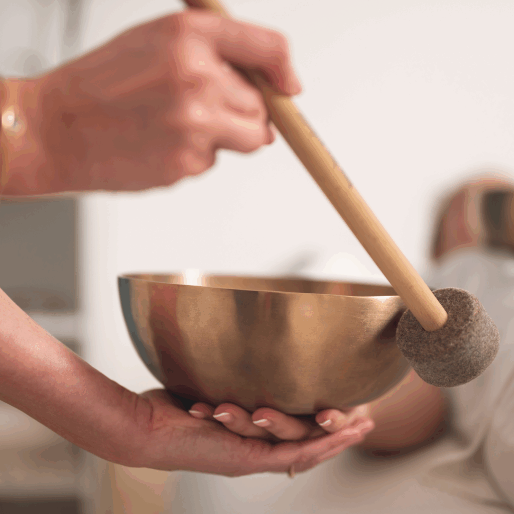 Sound healing therapist practicing