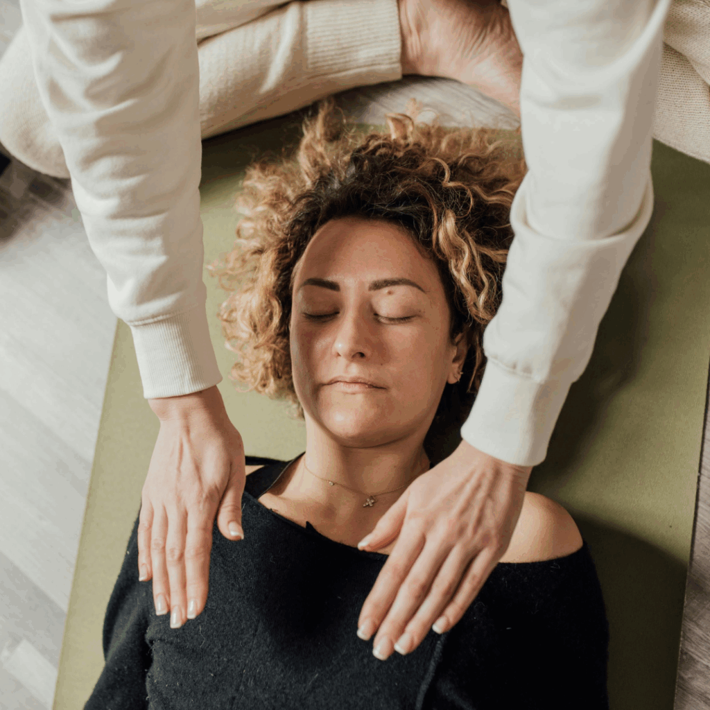 Woman Lying on the Floor Having Therapy