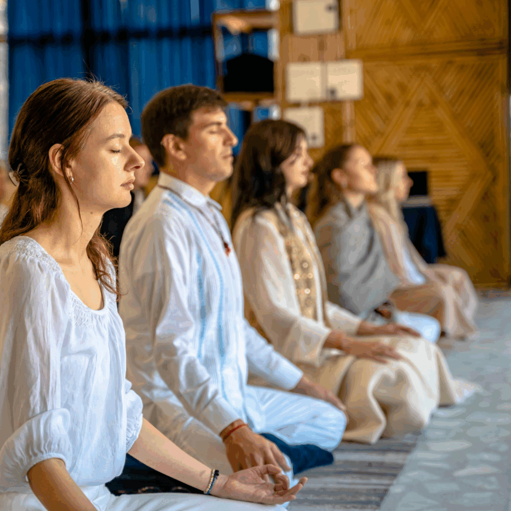 A Group of People Meditating