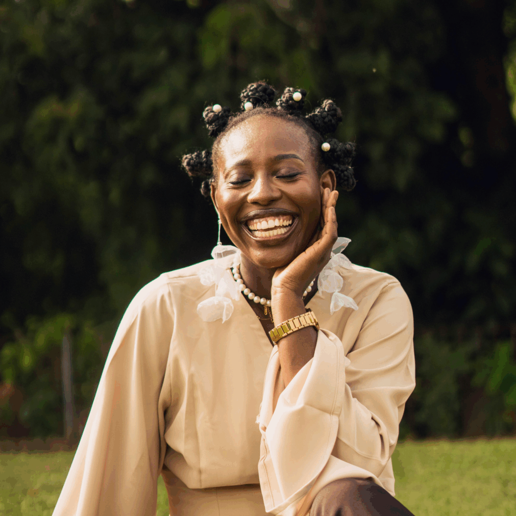 Joyful Woman Smiling Outdoors in Nature