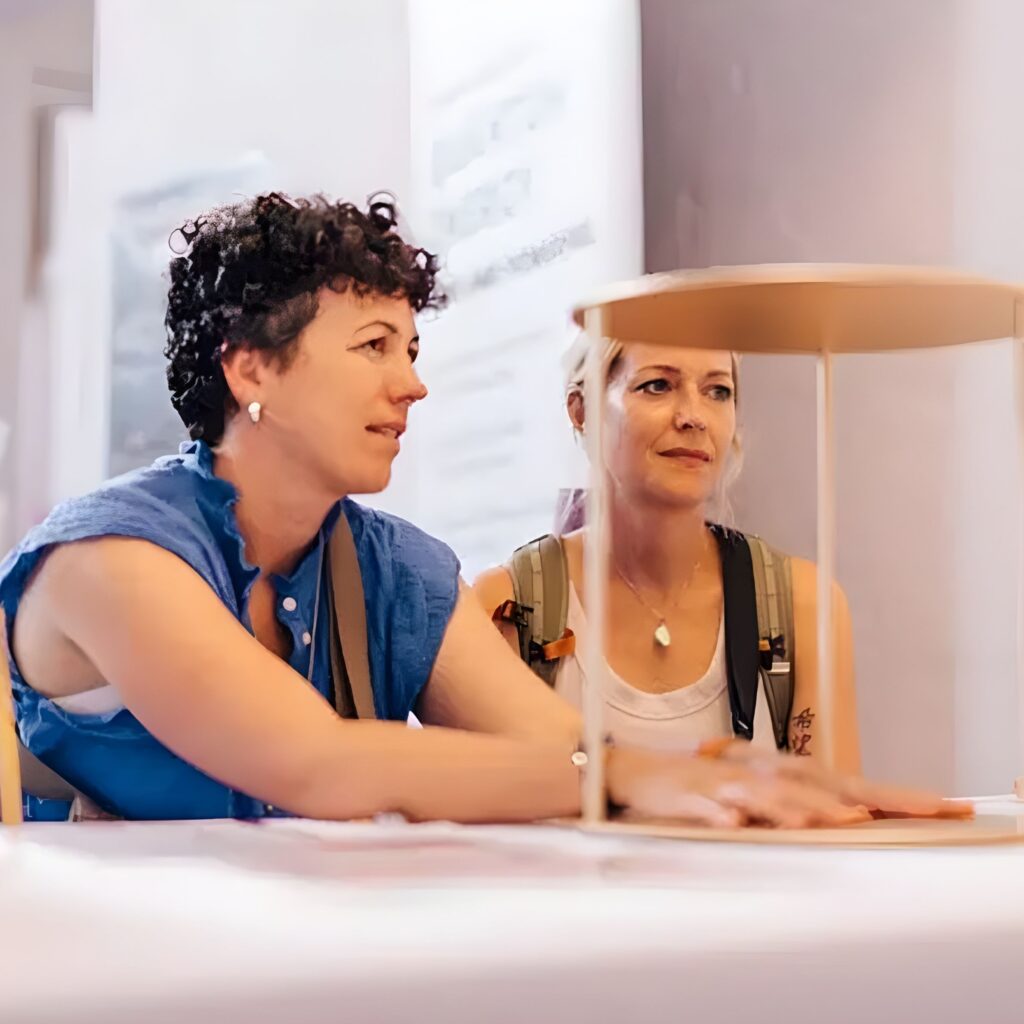 Event attendees trying the Leela Quantum Tech Super Bloc.