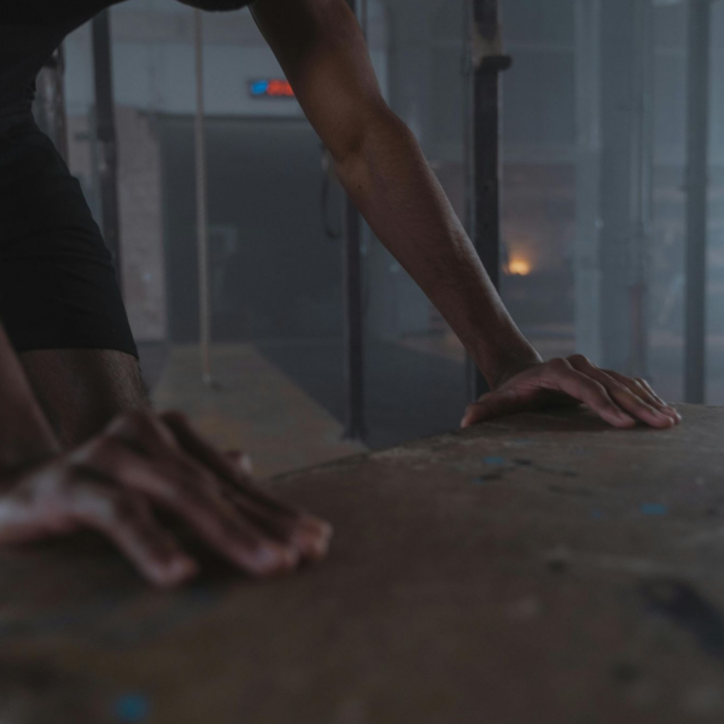 a person against a concrete