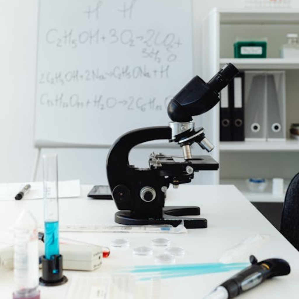 Microscope on Desk in Lab
